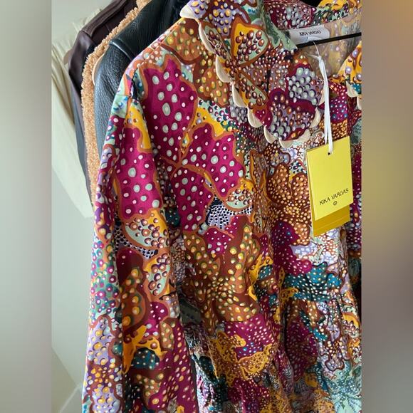 XL ๐ KIKA VARGAS x Target Women's Anemone Floral Mini Dress Pink Blue Gold - Picture 13 of 16